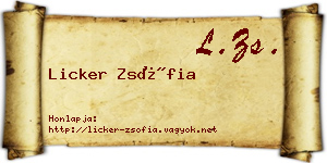 Licker Zsófia névjegykártya